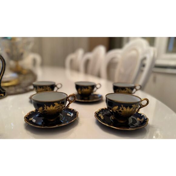 JLMENAU Graf Von Henneberg-Porzellan 1777 Echt Kobalt Germany Coffee Set - Picture 5 of 16